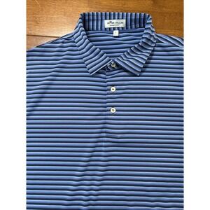Peter Millar Summer Comfort Polo Shirt Men's Size Large Blue Striped Golf